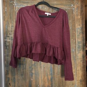 Uo Truly Deeply Madly Peplum Maroon Top - image 1